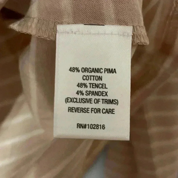 Garnet Hill Long Sleeve Beige/Tan and White Striped Shirt Size Medium - Picture 3 of 6